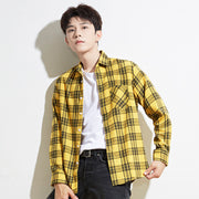 Men Casual Plaid Long Sleeved Shirt - Luxury Fashion London