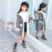 new foreign gas plus velvet jacket thick medium and large children Korean version of the coat woolen coat - Luxury Fashion London