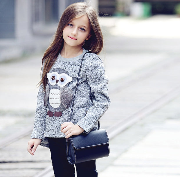 Jacket Coat for Girls Boy Sweatshirts Sweater for Girls Children's Girl Coats Cartoon Owl Clothes for Autumn Winter Fleece Lined - Luxury Fashion London