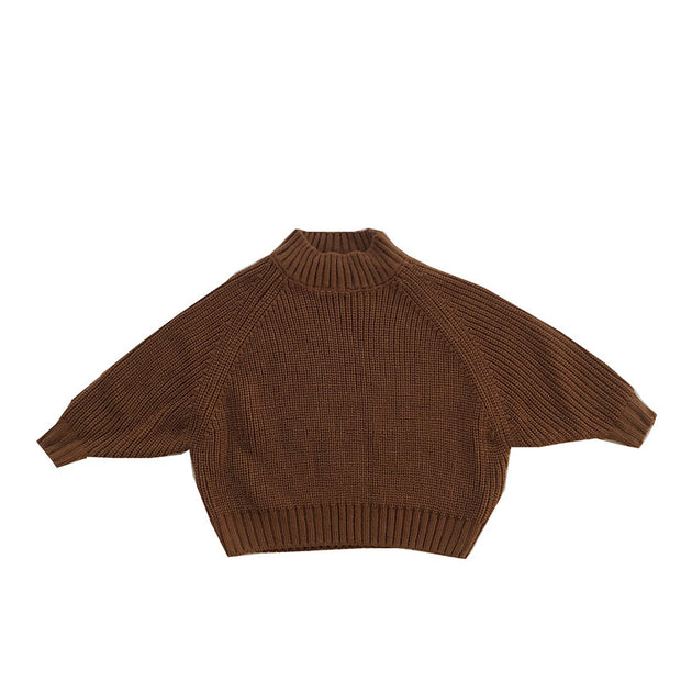 Children's Padded Pullover Sweater Retro Thick Line Half High Neck Sweater For Boys And Girls - Luxury Fashion London