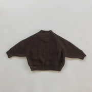 Children's Padded Pullover Sweater Retro Thick Line Half High Neck Sweater For Boys And Girls - Luxury Fashion London