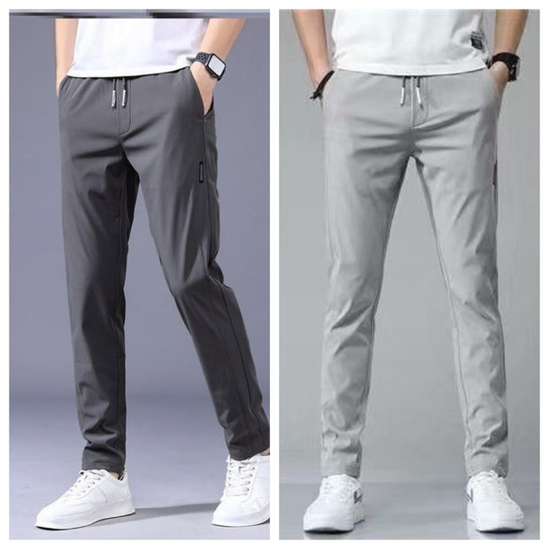 Drawstring Trousers Thin Casual Pants Korean Version Loose Straight Sweatpants Mens Clothing - Luxury Fashion London