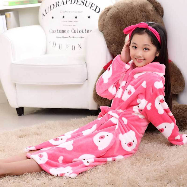 Plus velvet long sleeve children bathrobe - Luxury Fashion London