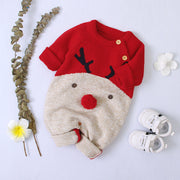 Boys and girls knitted cartoon deer romper Christmas sweater