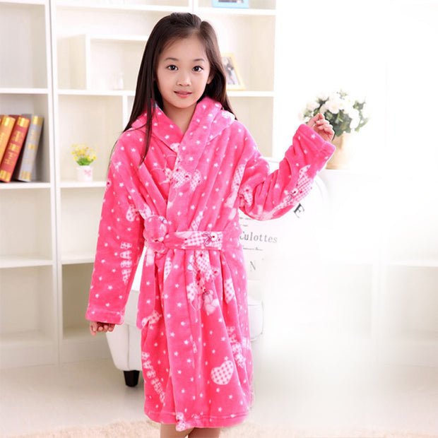 Plus velvet long sleeve children bathrobe - Luxury Fashion London