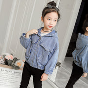 Mmiddle and large children's zipper denim Hoodie - Luxury Fashion London