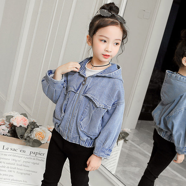 Mmiddle and large children's zipper denim Hoodie - Luxury Fashion London