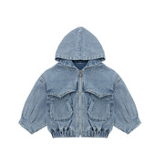 Mmiddle and large children's zipper denim Hoodie - Luxury Fashion London