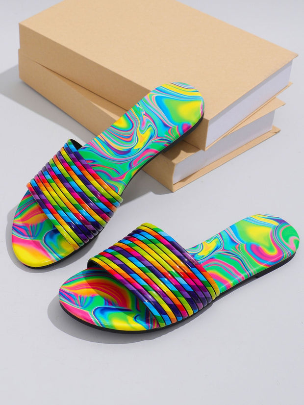 Spring Slippers Women's Rainbow Flat Sandals - Luxury Fashion London