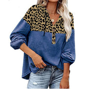 Women's Leopard Loose Casual Long Sleeve Hooded Sweatshirt - Luxury Fashion London