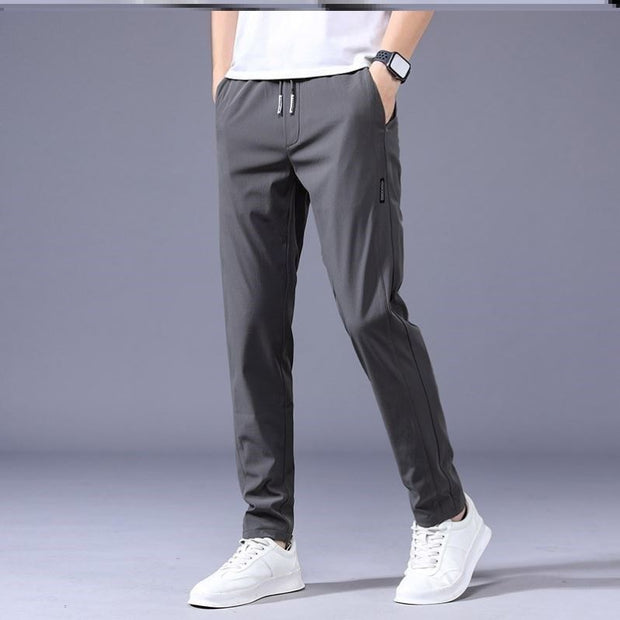 Drawstring Trousers Thin Casual Pants Korean Version Loose Straight Sweatpants Mens Clothing - Luxury Fashion London