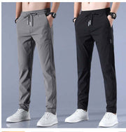 Drawstring Trousers Thin Casual Pants Korean Version Loose Straight Sweatpants Mens Clothing - Luxury Fashion London