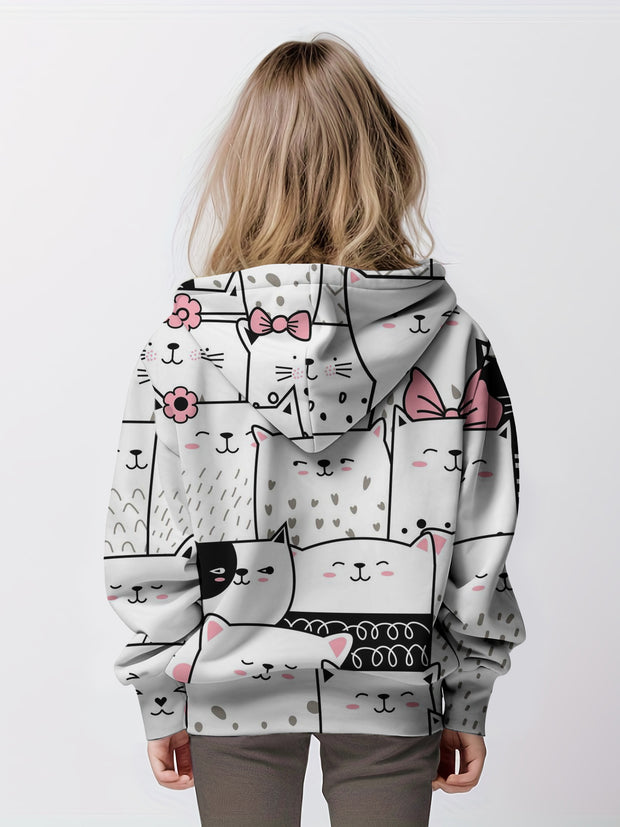 Foreign Trade Wholesale Personalized Cartoon Cat Hoodie Long-sleeved Sweater - Luxury Fashion London