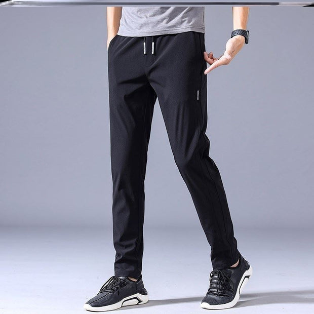 Drawstring Trousers Thin Casual Pants Korean Version Loose Straight Sweatpants Mens Clothing - Luxury Fashion London