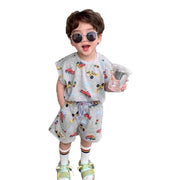 Summer Printed Children Cartoon Summer Short Sleeve T-shirt Shorts - Luxury Fashion London