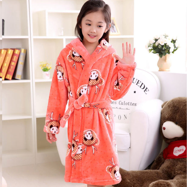 Plus velvet long sleeve children bathrobe - Luxury Fashion London