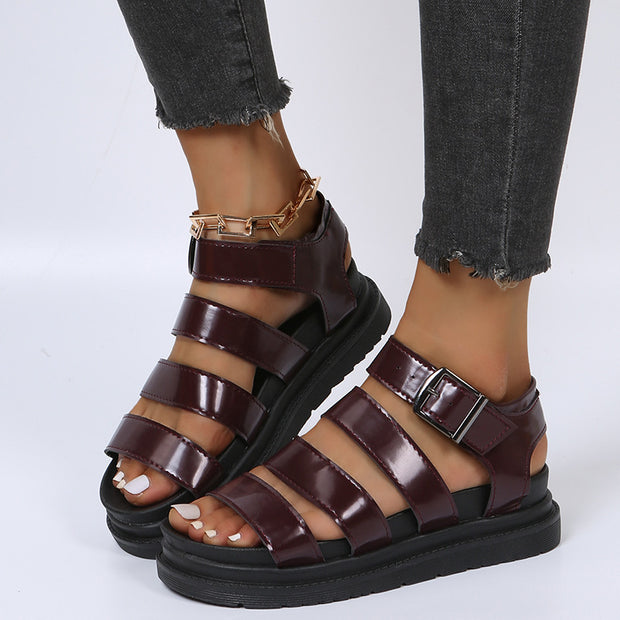 Women's Roman Open Toe Beach Shoes Platform Buckle Sandals - Luxury Fashion London