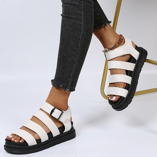 Women's Roman Open Toe Beach Shoes Platform Buckle Sandals - Luxury Fashion London