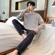 Men's Long Sleeve Cotton Simple Loose Plus Size Pajamas - Luxury Fashion London