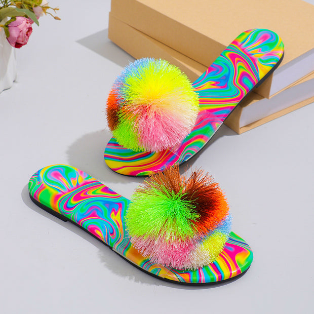 Spring Slippers Women's Rainbow Flat Sandals - Luxury Fashion London