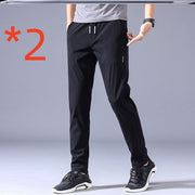 Drawstring Trousers Thin Casual Pants Korean Version Loose Straight Sweatpants Mens Clothing - Luxury Fashion London