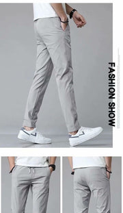 Drawstring Trousers Thin Casual Pants Korean Version Loose Straight Sweatpants Mens Clothing - Luxury Fashion London