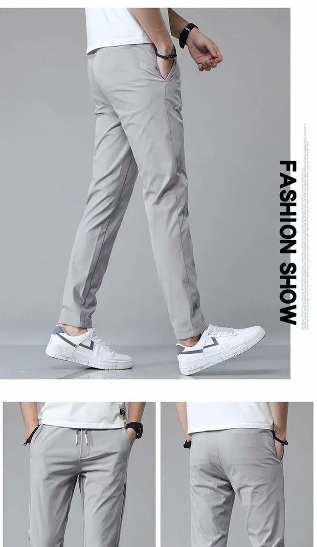 Drawstring Trousers Thin Casual Pants Korean Version Loose Straight Sweatpants Mens Clothing - Luxury Fashion London