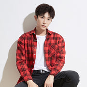 Men Casual Plaid Long Sleeved Shirt - Luxury Fashion London