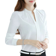 New Style V-neck Long-sleeved Elegant Ladies Office Chiffon Shirt - Luxury Fashion London