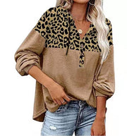 Women's Leopard Loose Casual Long Sleeve Hooded Sweatshirt - Luxury Fashion London