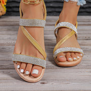 Fashion Rhinestone Wedge Sandals Bohemian Ethnic Style Open Toe Summer Vacation Roman Shoes For Women - Luxury Fashion London