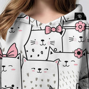 Foreign Trade Wholesale Personalized Cartoon Cat Hoodie Long-sleeved Sweater - Luxury Fashion London