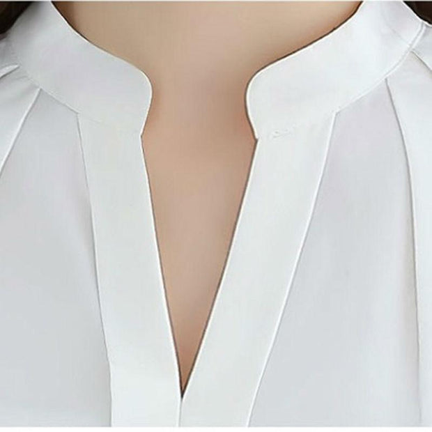 New Style V-neck Long-sleeved Elegant Ladies Office Chiffon Shirt - Luxury Fashion London