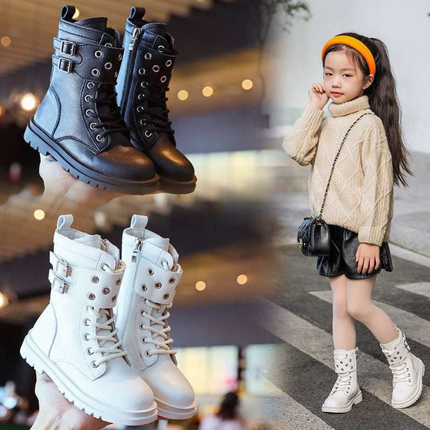 Autumn Winter Leather Children Shoes Boys Girls Boots Luxury Fashion London