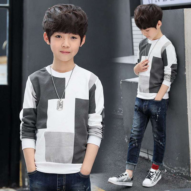 Boys' Autumn Long-sleeved T-shirts For Big Boys And Girls Luxury Fashion London