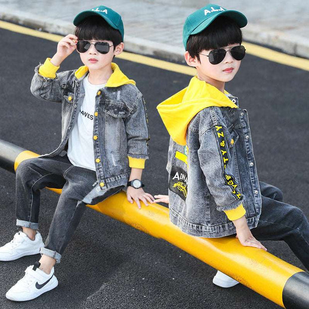 Boy's Denim Jacket Spring Autumn Hoodie Luxury Fashion London