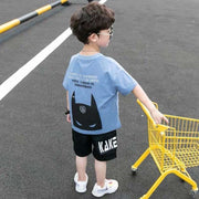 Boys' Handsome Short-sleeved Two-piece Suit Luxury Fashion London