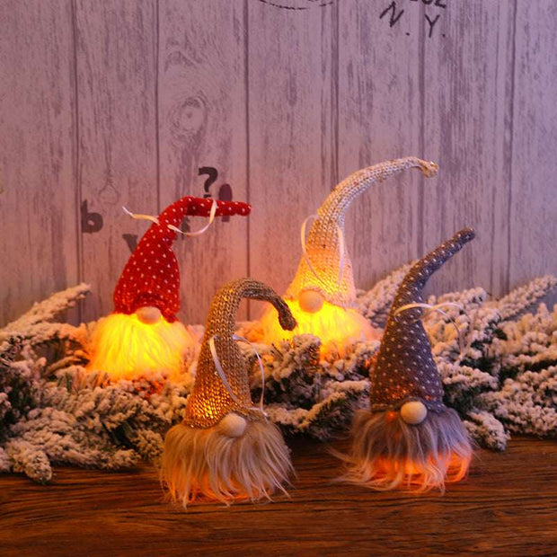 Christmas Forester Gnome LED Doll Light Tree Decoration Hanging Pendant 