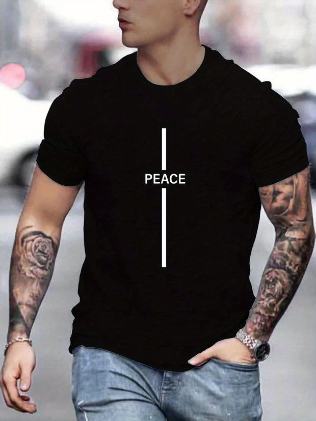 T Shirt With Peace Print Short - Luxury Fashion London