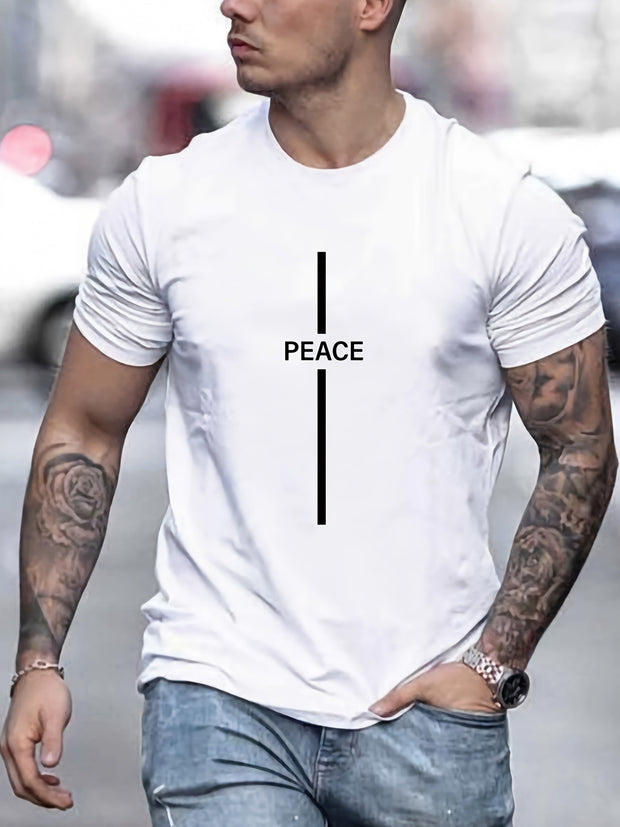 T Shirt With Peace Print Short - Luxury Fashion London