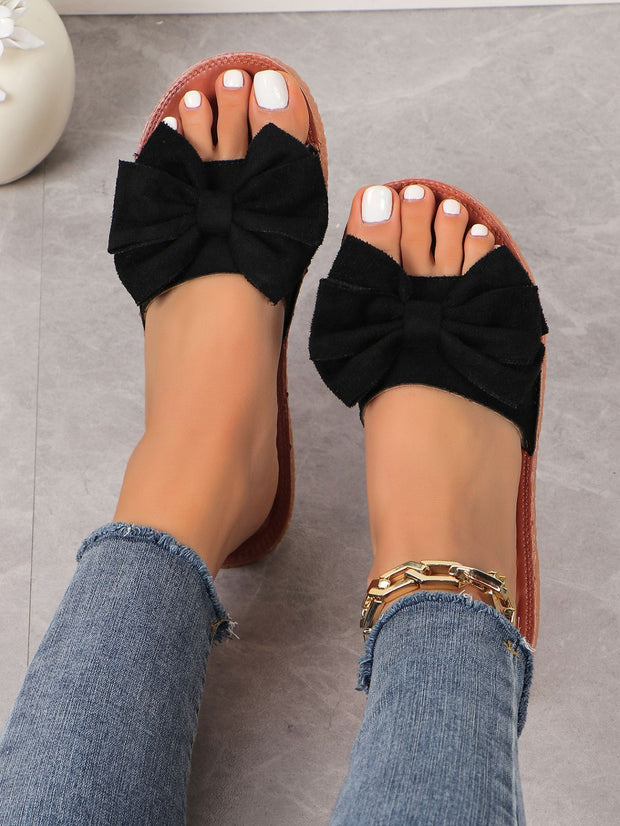 Women's Cute Platform Beach Bow Flat Slippers - Luxury Fashion London