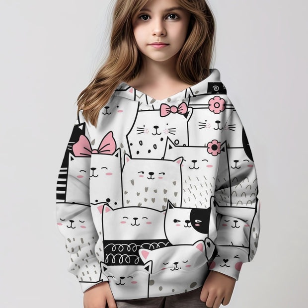 Foreign Trade Wholesale Personalized Cartoon Cat Hoodie Long-sleeved Sweater - Luxury Fashion London