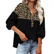 Women's Leopard Loose Casual Long Sleeve Hooded Sweatshirt - Luxury Fashion London