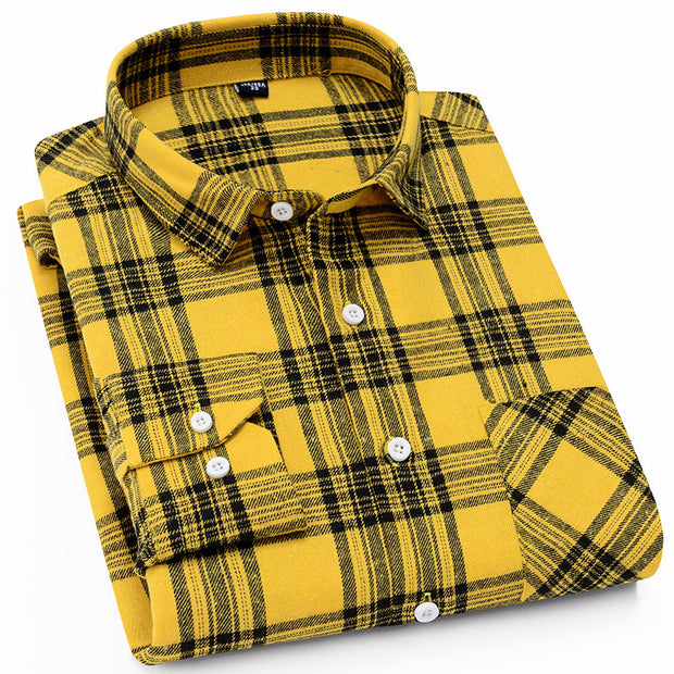 Men Casual Plaid Long Sleeved Shirt - Luxury Fashion London