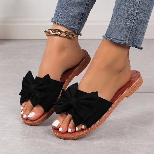 Women's Cute Platform Beach Bow Flat Slippers - Luxury Fashion London