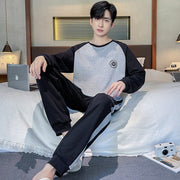 Men's Long Sleeve Cotton Simple Loose Plus Size Pajamas - Luxury Fashion London