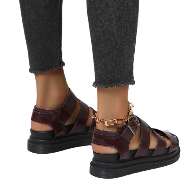 Women's Roman Open Toe Beach Shoes Platform Buckle Sandals - Luxury Fashion London