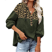 Women's Leopard Loose Casual Long Sleeve Hooded Sweatshirt - Luxury Fashion London