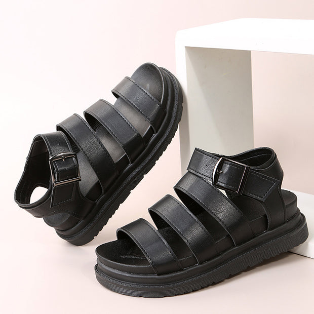 Women's Roman Open Toe Beach Shoes Platform Buckle Sandals - Luxury Fashion London