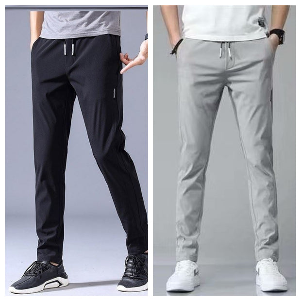 Drawstring Trousers Thin Casual Pants Korean Version Loose Straight Sweatpants Mens Clothing - Luxury Fashion London